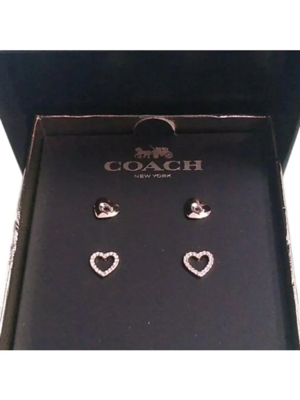 Coach Goltone Heart Stud Earrings Set, 2 pair - Picture 2 of 4